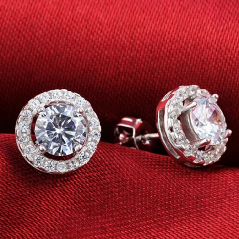 Round Stud Sterling Silver Earrings NWT